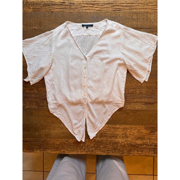 Shore Cropped Button-Up White Blouse Size XS - Picture 6 of 10
